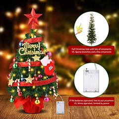 22'' Mini Christmas Tree Set w/ 50 LED Lights & 39 Pcs Ornaments