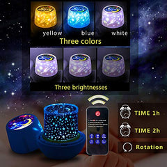 Remote Control Star Projector, w/ LED Timer, 360 Degree Rotating Planet Night Light