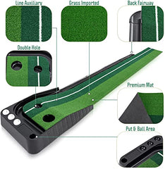 Indoor Golf Putting Green â€?Portable Mat w/ Auto Ball Return Function- 3 Bonus Balls