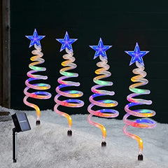 Set of 4 Christmas Pathway Lights- Solar Powered Pre-lit 40 LEDs