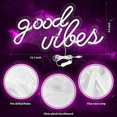 Pink “Good Vibesâ€?Led Neon Wall Sign Decor (16.1 x 8.3 inch)