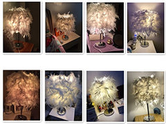 Modern White Feather Lamp, Bulb Included