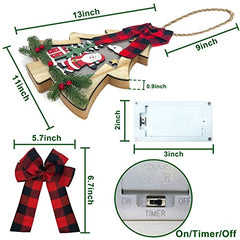 13" Prelit Christmas Tree Wreath Door Sign Decoration