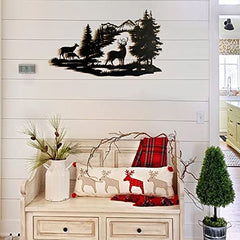 Metal Deer in the Woods  Wall Decor 22x 13 Inch