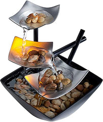 Indoor 3-Tier Relaxation Tabletop Fountain with Automatic Pump with Power Switch
