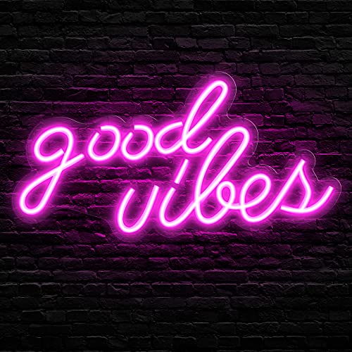 Pink “Good Vibesâ€?Led Neon Wall Sign Decor (16.1 x 8.3 inch)
