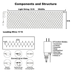 Connectable Christmas/Halloween Net Lights, 12FT x 5FT 360 LED