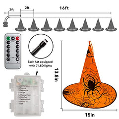 Halloween Decorations 8 Pcs Lighted Hanging Witch Hat