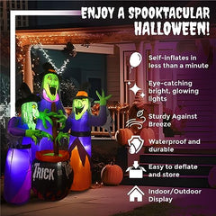 3 Witches Halloween Inflatable Outdoor Decoration | 6ft Halloween Blow Up Yard Decorations | Large