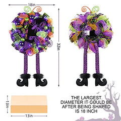 18 by 32 Inch Prelit Wreath Witch Halloween Decoration