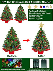 2 Pack 20 Inch Prelit Tabletop Christmas Tree w/ Lights & ornaments