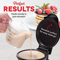 Mini Round Electric Griddle Machine for Individual Pancakes, Cookies, Eggs w/ Recipe Book