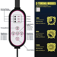 Grow Lights for Indoor Plants, Clip-on Full Spectrum, 200 LED 10 Dimmable Levels, 4/8/12H Timer