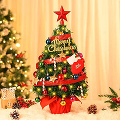 22'' Mini Christmas Tree Set w/ 50 LED Lights & 39 Pcs Ornaments