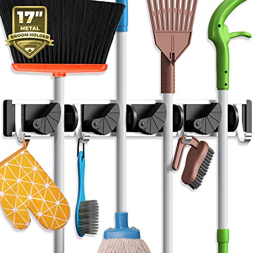 Holder Wall Organization and Storage Organizer(4 Positions with 4 Hooks, Black)