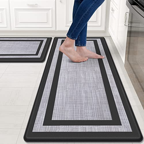 Kitchen Mat 2 PCS Cushioned Anti-Fatigue Kitchen Rugs Non-Skid Waterproof