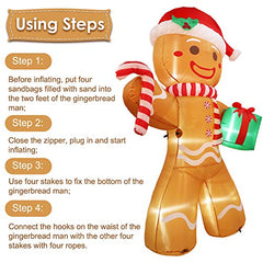 8ft Christmas Inflatable Gingerbread Man w/ LEDs