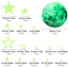 1108 Pcs Glow in The Dark Stars & Moon Wall Decal