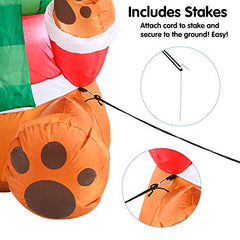 5 FT Christmas Teddy Bear Inflatable with Build-in LEDs