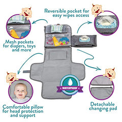 Portable Changing Pad for Newborn Girl & Boy w/ Smart Wipes Pocket â€?Waterproof