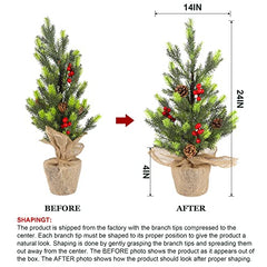 24 inch 2 Pack Artificial Mini Christmas Trees