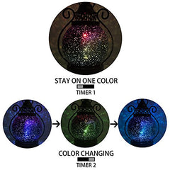 Color Changing Hanging Moroccan Lanterns w/ 2 Timer Modes, Battery Operated