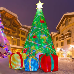 7 FT Christmas Inflatables Tree Outdoor Decorations Blow Up Yard Gift Box with Built-in LEDs
