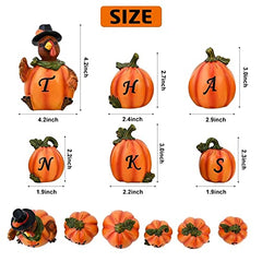Thanksgiving Decorations Hand-Painted Turkey & Pumpkins