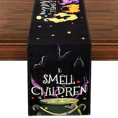 Halloween Table Runner, Hocus Pocus Burlap Halloween Runners Holiday Home Kitchen Dining Table