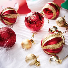 44Pcs   Gold and Red Christmas Balls Ornaments