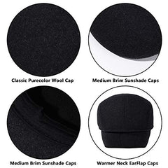 Thick Warm  Woolen Beret for Men Solid Color Fold-Down Ear Protection Irish Duckbill Caps