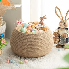 Cotton Rope Jute Round Baskets 10"D x 8.3"H