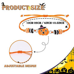 12 Pcs Bracelets for Girls Women Halloween Jewelry Friendship Braided Bracelet Pumpkin Ghost Charms Adjustable