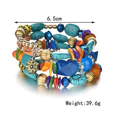 Boho Multilayer Irregular Agate Beads Charm Bracelets for Women