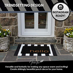 Black & White Striped Rug 27.5 x 43 Inches Cotton