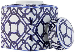 Large Blue & White Ceramic Ginger Jar w/ Lid