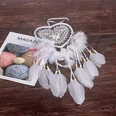 LightsFashion Handmade LED Light Dream Catcher with Feather Love Heart Dream Catcher Night Light Home