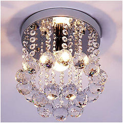 Crystal Chandeliers Light, Mini Style Modern Flush Mount Fixture w/ Crystal Ceiling Lamp