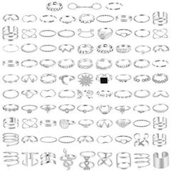 93 Pcs Knuckle Rings for Women Stackable Mixed Size
