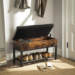 Padded Bench w/ Storage Box & Shoe Shelf