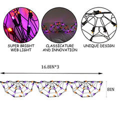 4.2FT Connectable  60 LED Halloween Spider Web String Lights Decoration