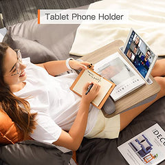 Portable Lap Desk w/ Pillow Cushion, Fits up to 15.6 inch Laptop, w/ Anti-Slip Strip & Storage