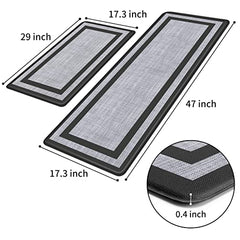 Kitchen Mat 2 PCS Cushioned Anti-Fatigue Kitchen Rugs Non-Skid Waterproof