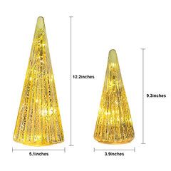 3 Packs Pre-lit Gold Glass Christmas Tree