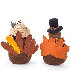 2 Pack Stuffed Turkey Couple Doll Thanksgiving Decoration