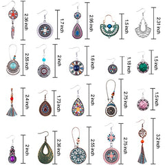 20 Pairs Bohemian Earrings Vintage Set for Women