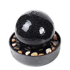 7.5 Inch Tall Indoor Relaxation Ball Fountain w/ LED Light & Stones Home Decoration