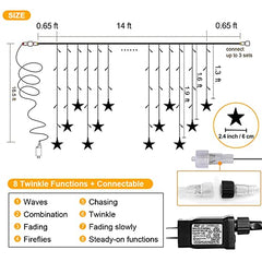 150 LED Icicle Christmas Lights w/ Stars