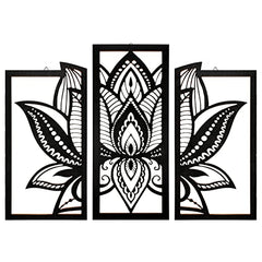 3 Pcs Large Lotus Flower Wall Art Mandala Carved Wood Wall Art Decoration
