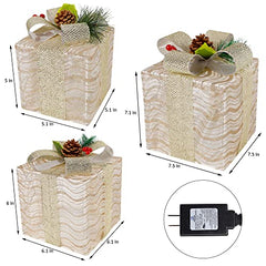 Set of 3 Lighted Gift Boxes Christmas Decorations